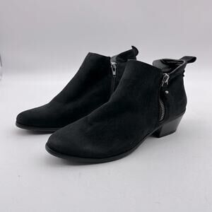 RELATIVITY Black Suede Side Zipper Ankle Bootie Boots‎ Size 6.5